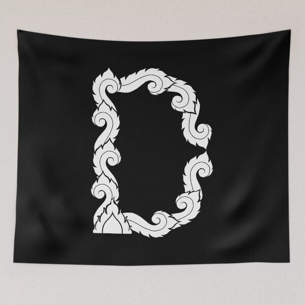 Item preview, White elegant letter D with Thai art elements.  designed and sold by KanyaluckArtist.