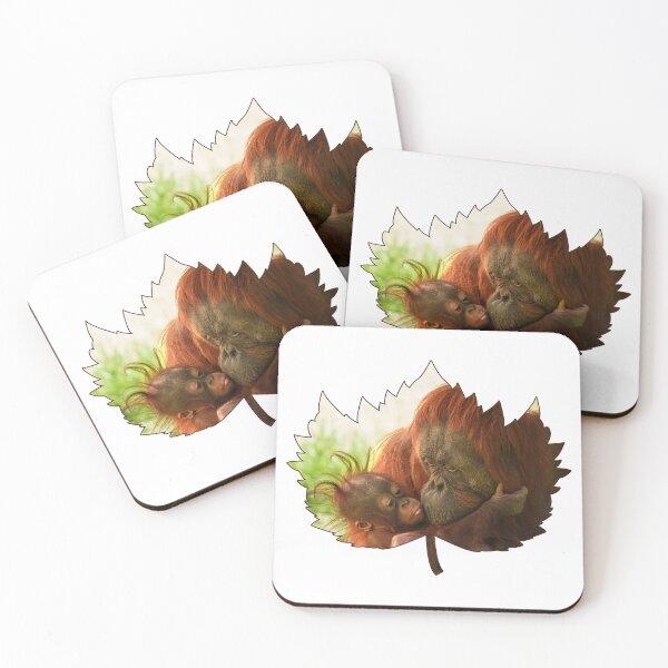 Item preview, Orangutan Mother looking lovingly at her baby in her arms designed and sold by rawshutterbug.