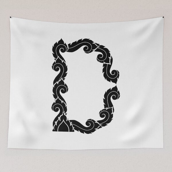 Item preview, Black elegant letter D with Thai art elements. designed and sold by KanyaluckArtist.