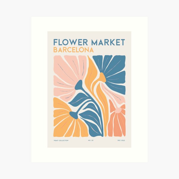 Flower Market Barcelona Colorful Abstract Botanical Flowers Art Print