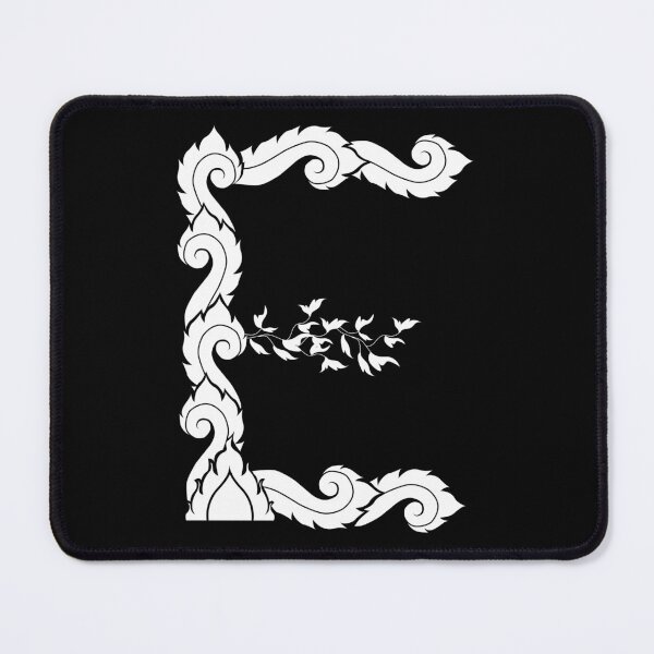 Item preview, White elegant letter E with Thai art elements. designed and sold by KanyaluckArtist.