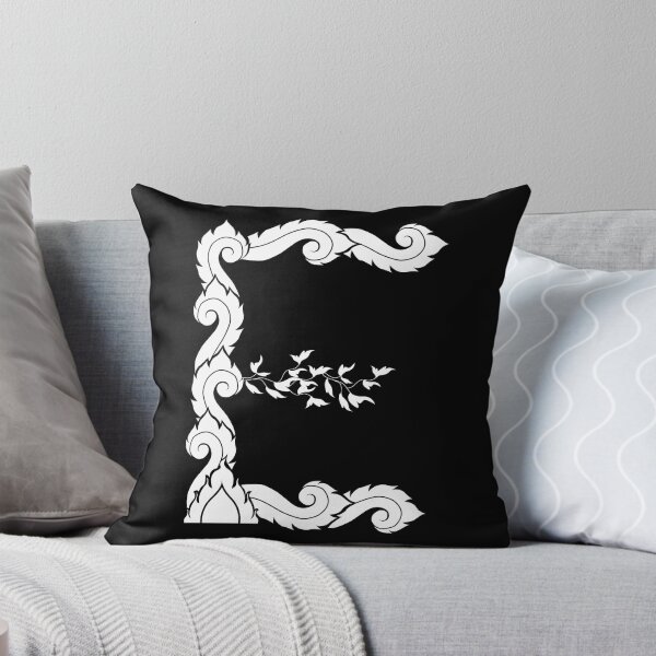Item preview, White elegant letter E with Thai art elements. designed and sold by KanyaluckArtist.
