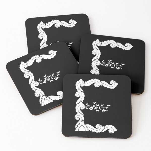 Item preview, White elegant letter E with Thai art elements. designed and sold by KanyaluckArtist.
