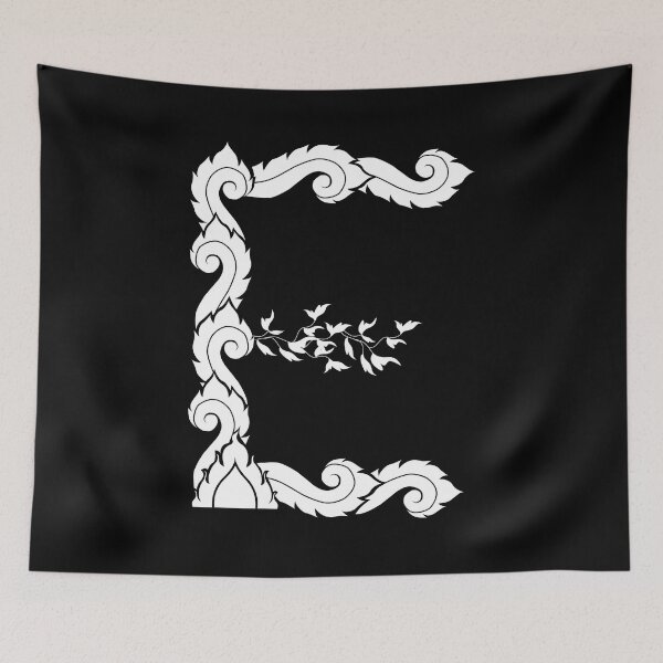 Item preview, White elegant letter E with Thai art elements. designed and sold by KanyaluckArtist.