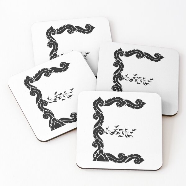 Item preview, Black elegant letter E with Thai art elements. designed and sold by KanyaluckArtist.