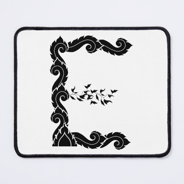 Item preview, Black elegant letter E with Thai art elements. designed and sold by KanyaluckArtist.