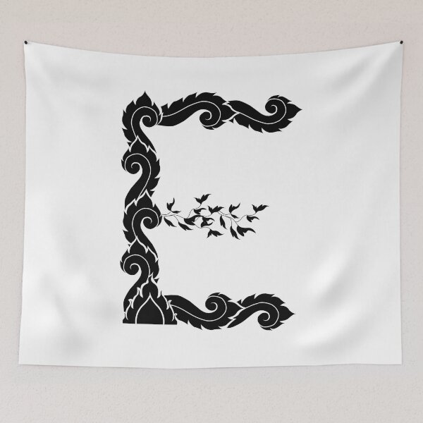 Item preview, Black elegant letter E with Thai art elements. designed and sold by KanyaluckArtist.
