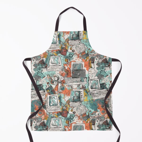 Item preview, Graffiti-Inspired Pattern of Old and New Computers and Accessories designed and sold by GiveMeMood.