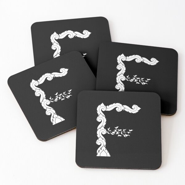 Item preview, White elegant letter F with Thai art elements. designed and sold by KanyaluckArtist.