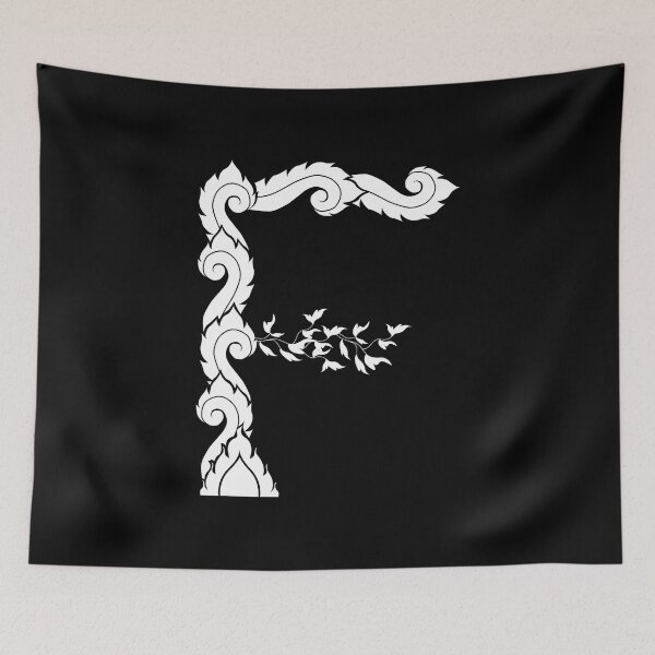 Item preview, White elegant letter F with Thai art elements. designed and sold by KanyaluckArtist.