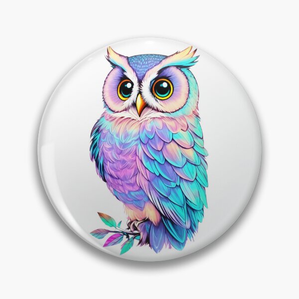 Item preview, Beautiful Holographic Pastel Colorful Barn Owl on Tree Branch designed and sold by Cawaiico.