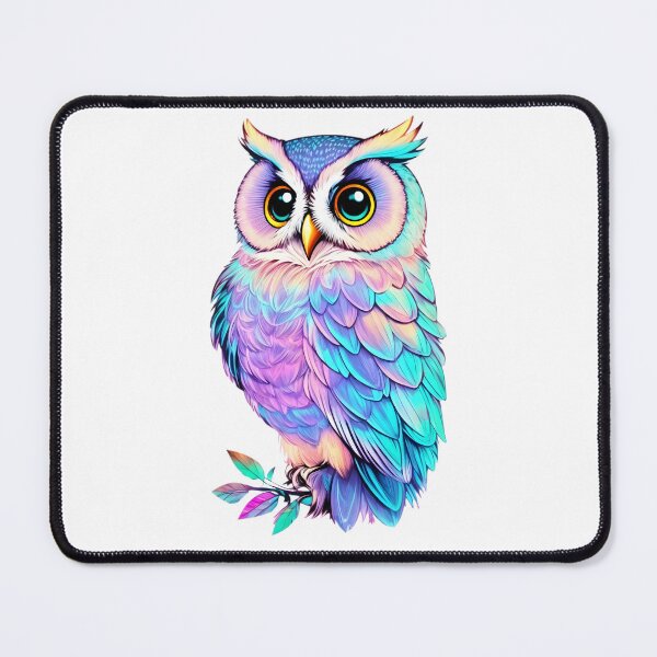 Item preview, Beautiful Holographic Pastel Colorful Barn Owl on Tree Branch designed and sold by Cawaiico.