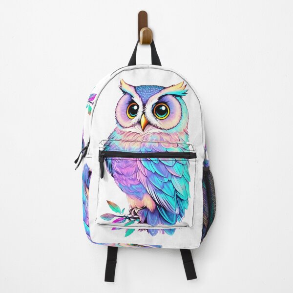 Item preview, Beautiful Holographic Pastel Colorful Barn Owl on Tree Branch designed and sold by Cawaiico.
