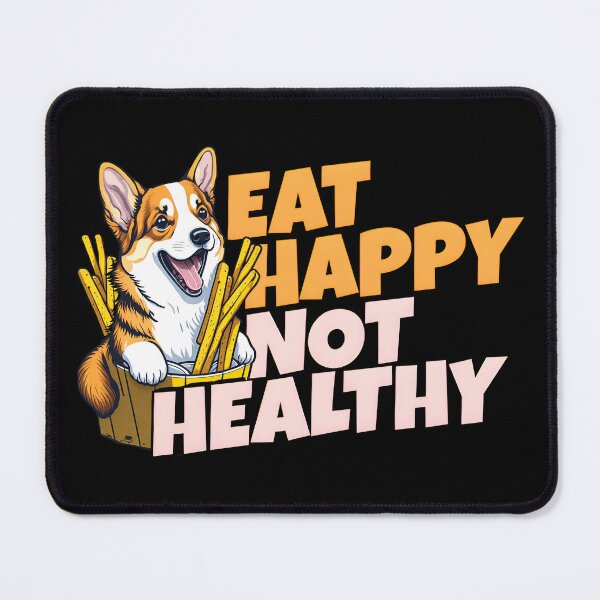 Item preview, Eat happy not healthy - Corgi dog designed and sold by Unibear-Design.