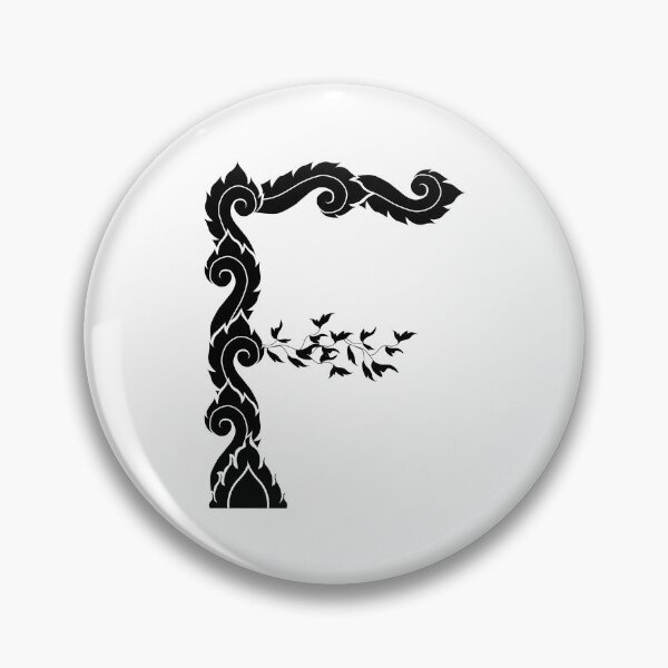 Item preview, Black elegant letter F with Thai art elements. designed and sold by KanyaluckArtist.