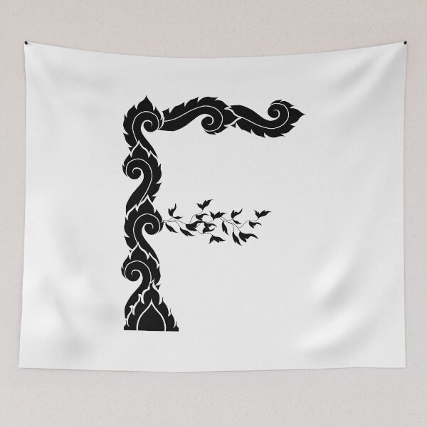 Item preview, Black elegant letter F with Thai art elements. designed and sold by KanyaluckArtist.
