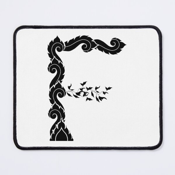 Item preview, Black elegant letter F with Thai art elements. designed and sold by KanyaluckArtist.
