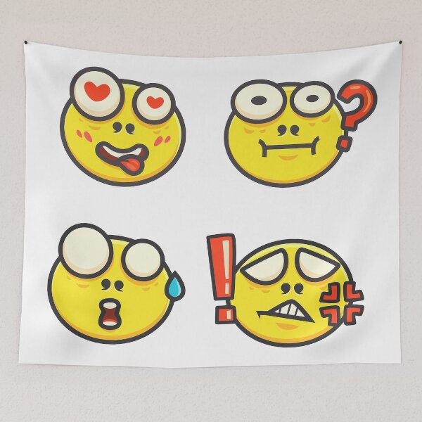 Item preview, pack of four yellow emoticon stickers designed and sold by SceneryStudio.