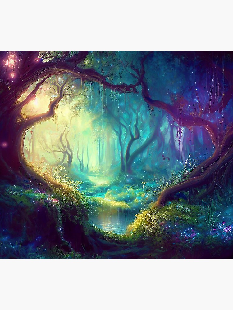 Thumbnail 3 of 3, Sticker, lush fantasy forest designed and sold by cokemann.