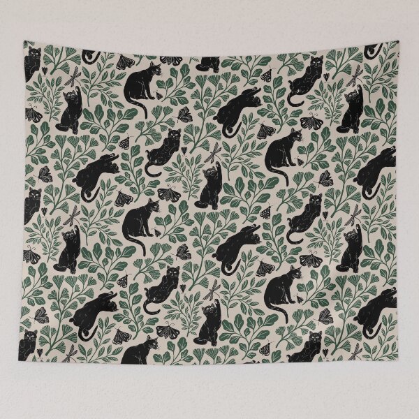 Item preview, Cat Garden - green and beige designed and sold by mudai-art.