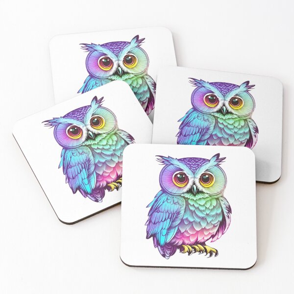 Item preview, Holographic Gradient Colorful Barn Owl Art designed and sold by Cawaiico.