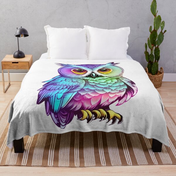 Item preview, Holographic Gradient Colorful Barn Owl Art designed and sold by Cawaiico.