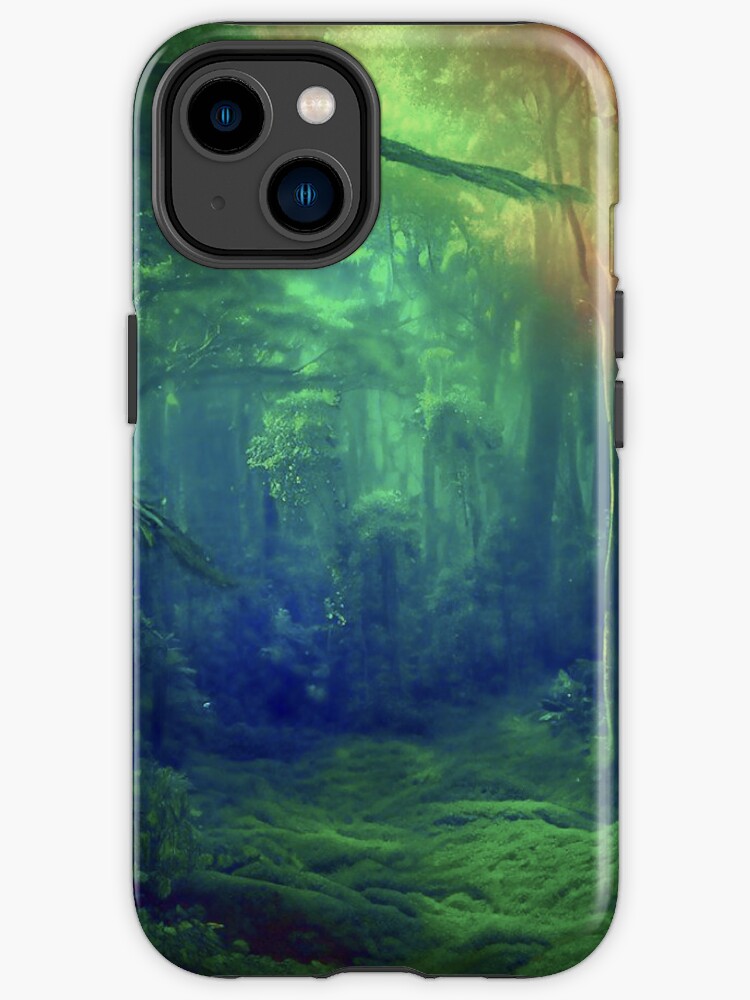 Thumbnail 1 of 4, iPhone Case, Nature's Embrace: Surrender to the Beauty and Solitude of an Unspoiled Green Forest Clearing! designed and sold by cokemann.