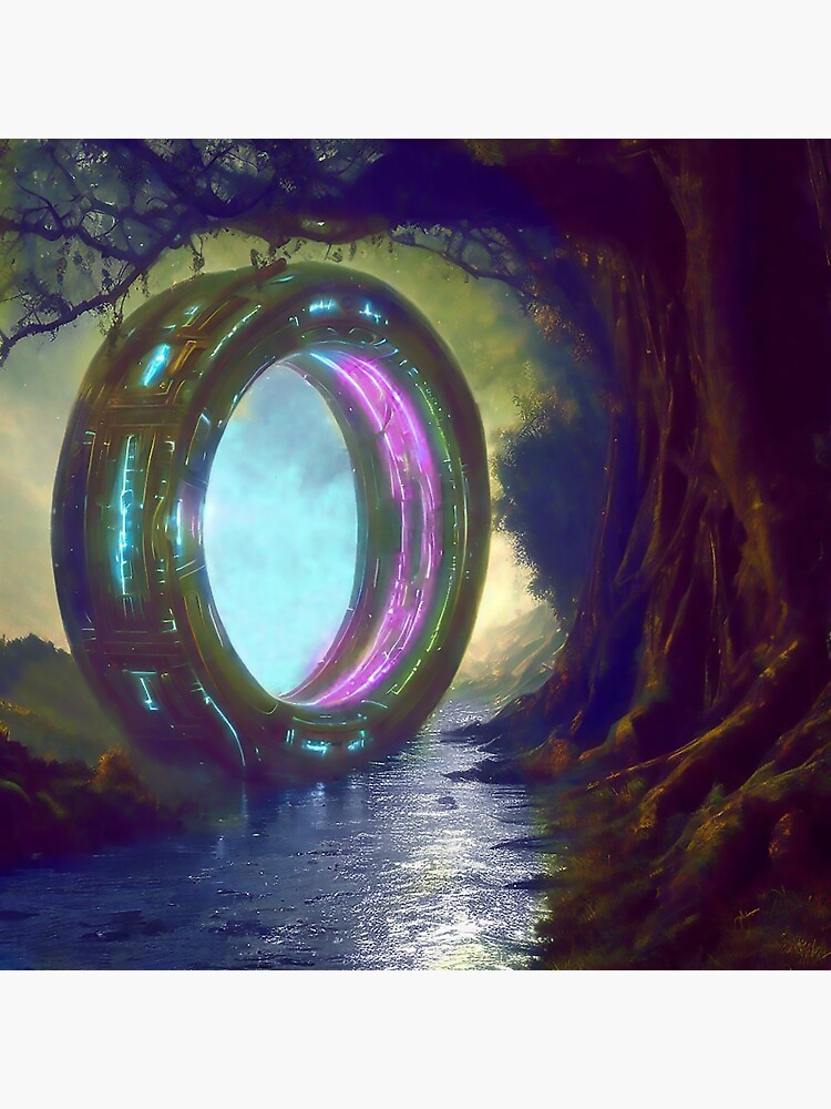 Thumbnail 3 of 3, Sticker, The Enigmatic River Portal: Embark on a Journey to Alien Realms! designed and sold by cokemann.
