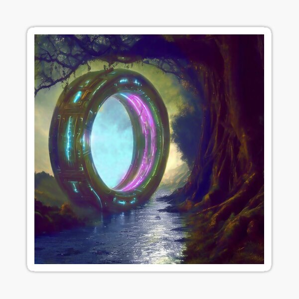 The Enigmatic River Portal: Embark on a Journey to Alien Realms! Sticker