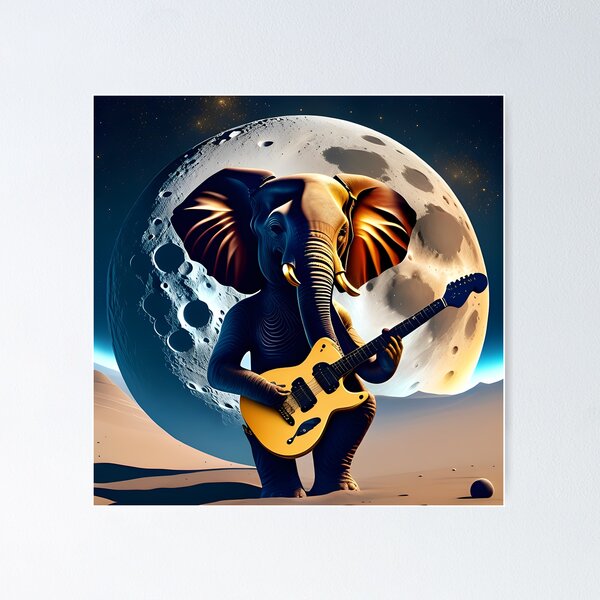 Item preview, Elephant On The Moon Playing Guitar designed and sold by AgataKaja.