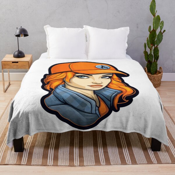 Item preview, Vibrant Beauty: Orange-Haired Woman in Stylish Hat designed and sold by Artwyz.