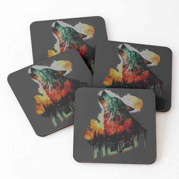 Item preview, Colorful Wolf With Flowers and burning  designed and sold by word2world.
