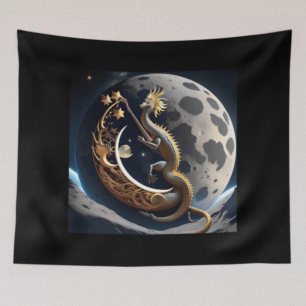 Item preview, Dragon On The Moon Playing Guitar designed and sold by AgataKaja.