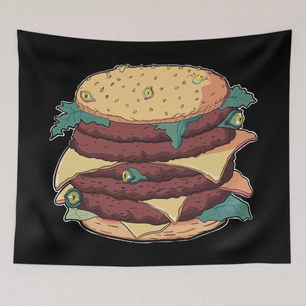 Item preview, MAD HAMBURGER - Hamburger with eyes instead of sesame in gaming style without text designed and sold by Ascendence.