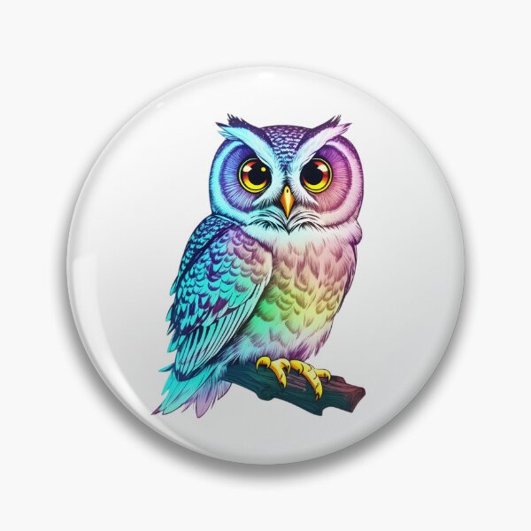 Item preview, Holographic Gradient Colorful Pastel Barn Owl On Tree Branch designed and sold by Cawaiico.