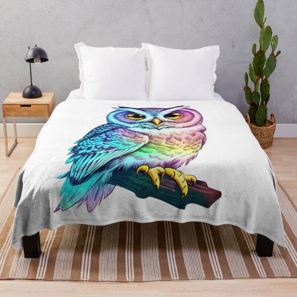 Item preview, Holographic Gradient Colorful Pastel Barn Owl On Tree Branch designed and sold by Cawaiico.