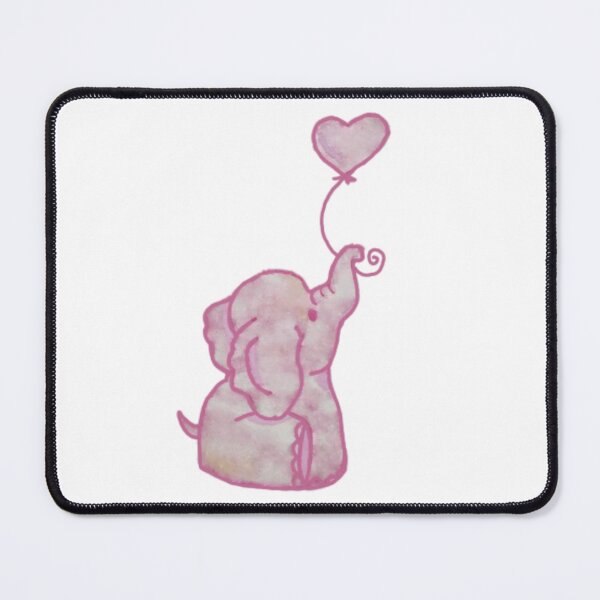 Item preview, Pink Cloud Elephant Holding Heart Balloon designed and sold by KayleeRoseArt.