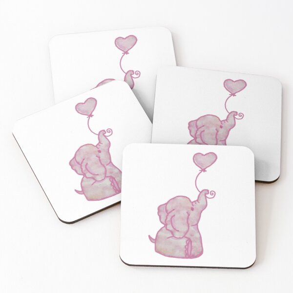 Item preview, Pink Cloud Elephant Holding Heart Balloon designed and sold by KayleeRoseArt.