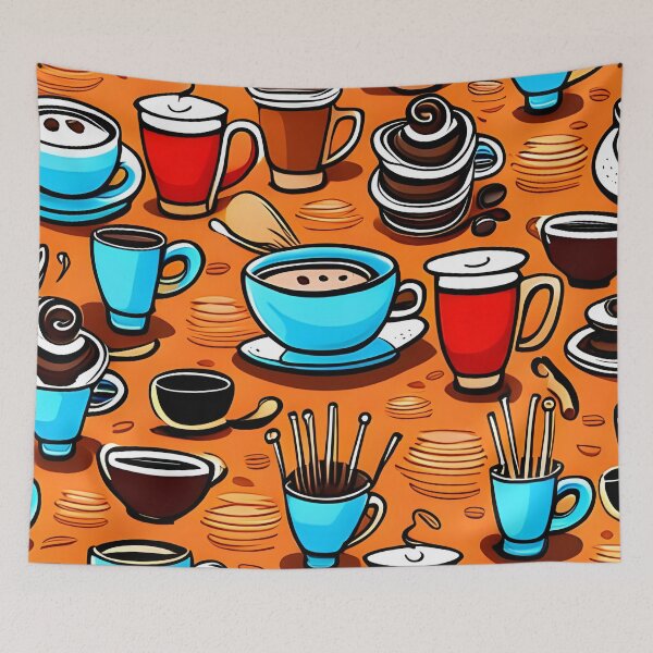 Item preview, Cute Coffee Drink Pattern Cups designed and sold by druidwolfart.