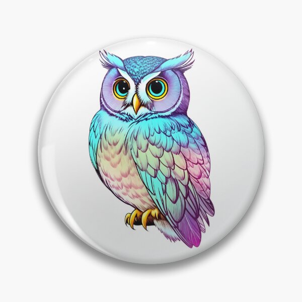 Item preview, Multicolored Holographic Gradient Pastel Wise Owl Art designed and sold by Cawaiico.