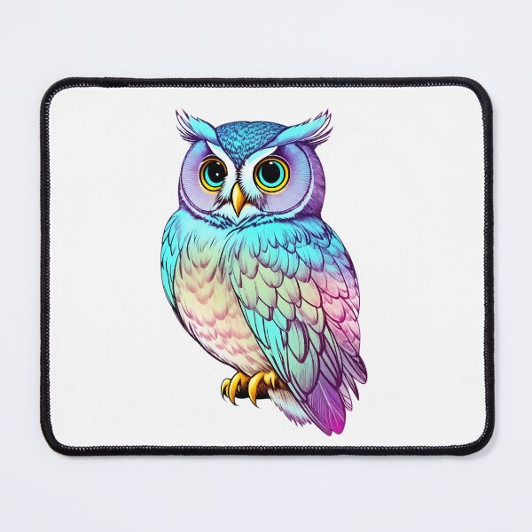 Item preview, Multicolored Holographic Gradient Pastel Wise Owl Art designed and sold by Cawaiico.