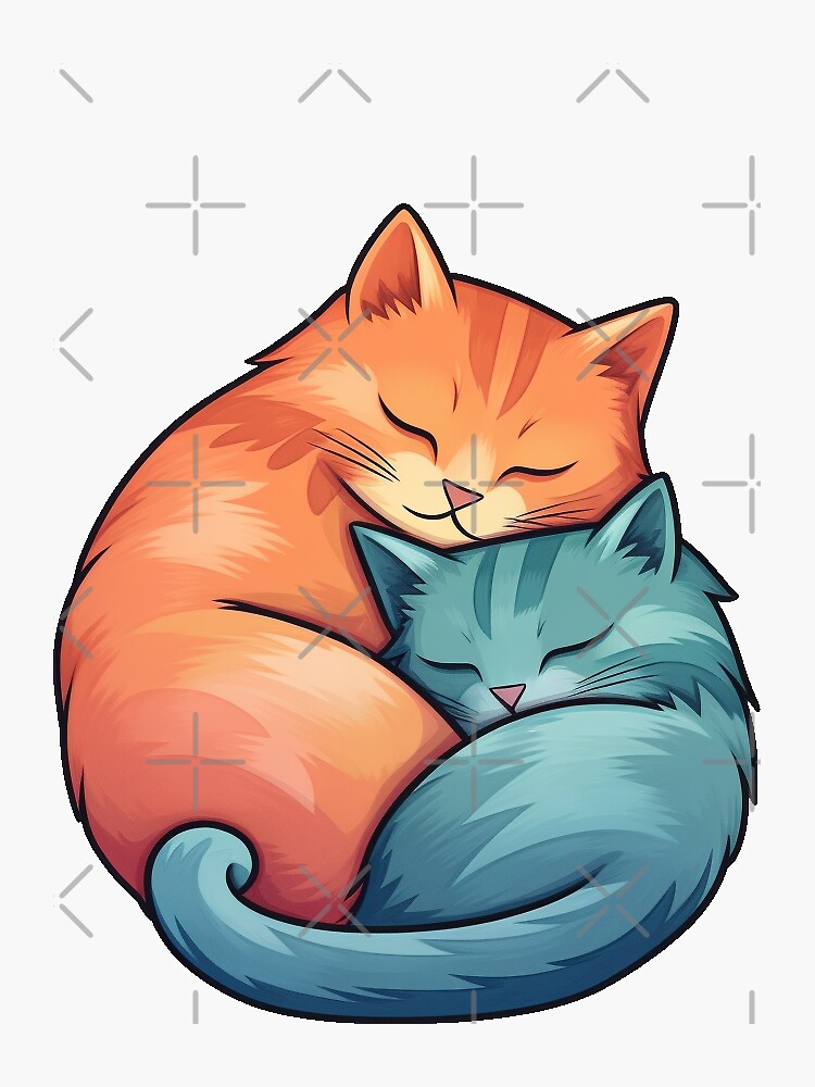 two cats curled up in an embrace - Two Cats - Pin