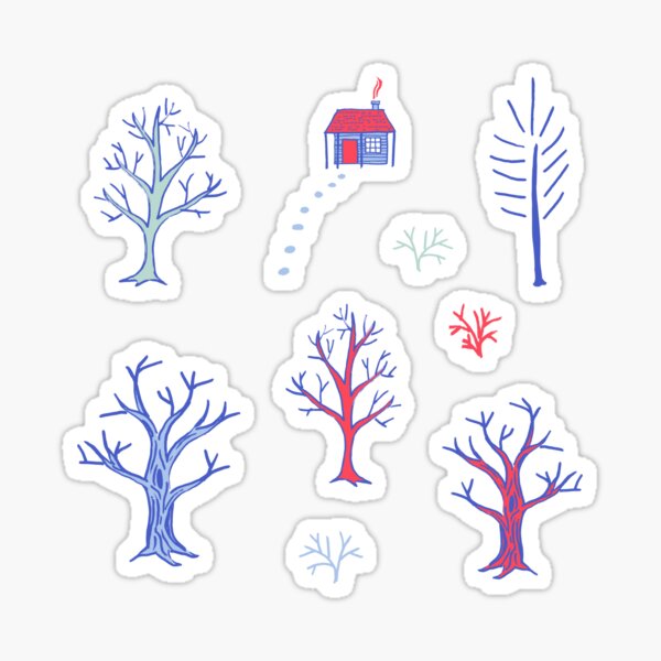 Chalet dans les bois en hiver Sticker