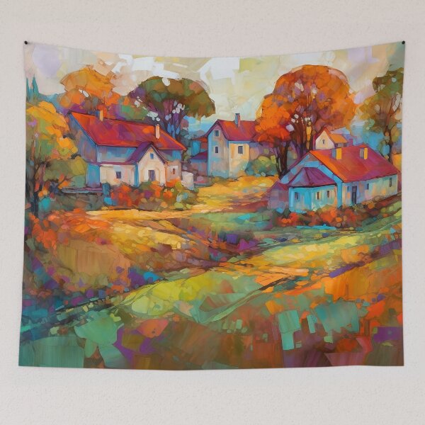 Item preview, Countryside Village at Sunset designed and sold by Art by Lilia.