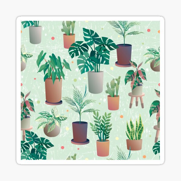 Potting houseplants pattern Sticker