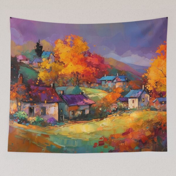 Item preview, Countryside village at sunset 1 designed and sold by Art by Lilia.