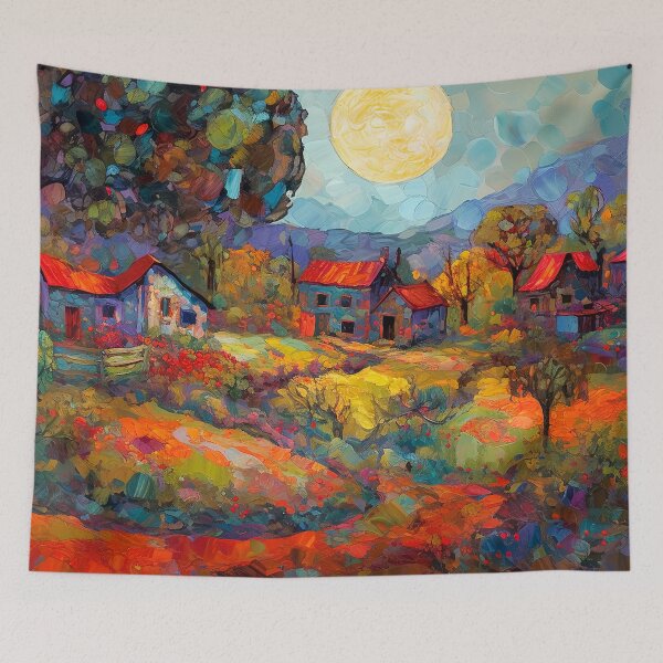 Item preview, Countryside village at sunset 2 designed and sold by Art by Lilia.