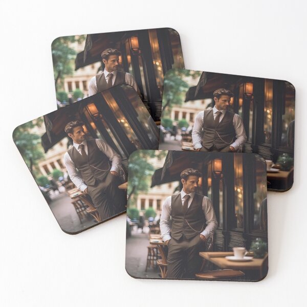 Item preview, A handsome French man in a Parisian street cafe designed and sold by AxelrodCN.