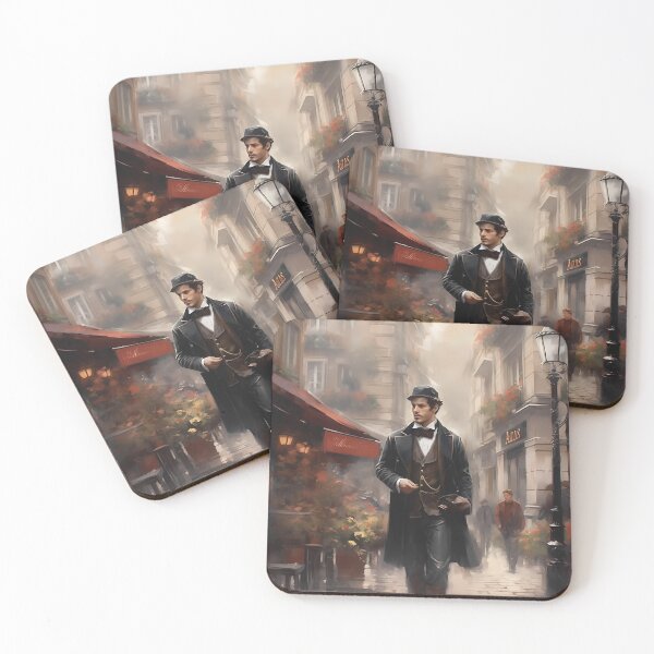 Item preview, A handsome French man in a Parisian street cafe designed and sold by AxelrodCN.