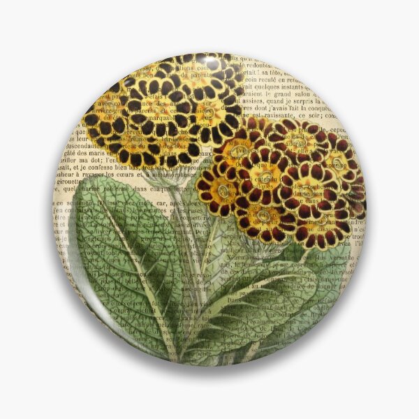 Item preview, Botanical print, on old book page - Primula auricula designed and sold by Art by Lilia.